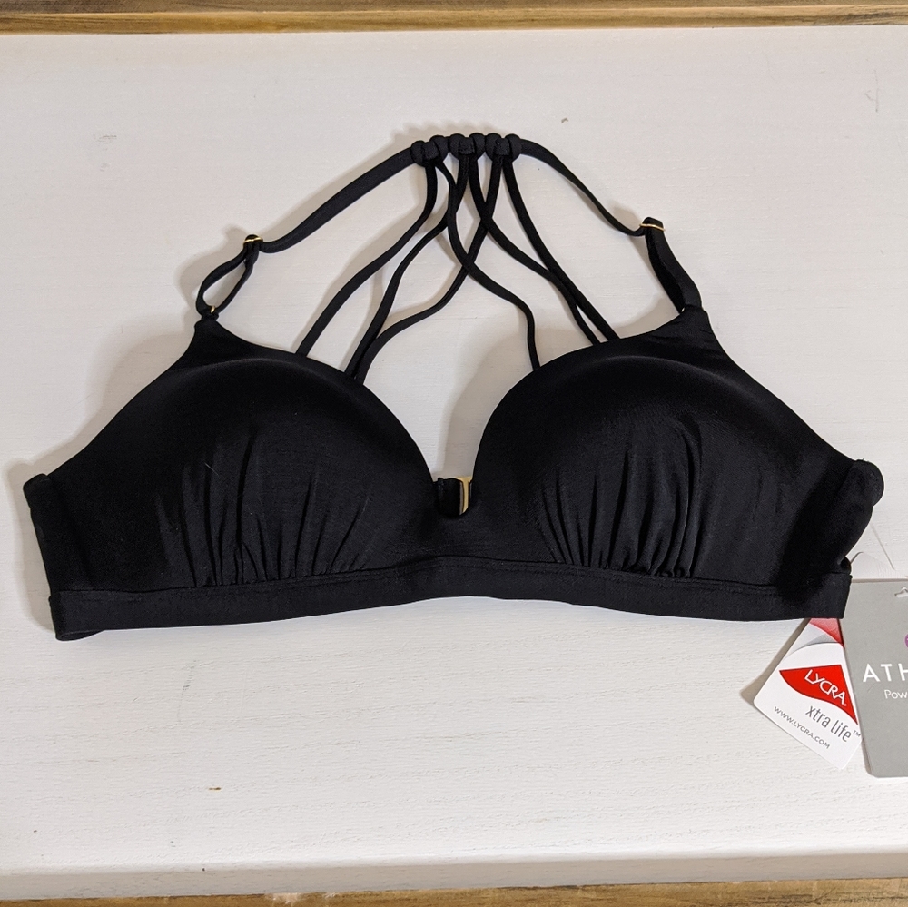 Athleta Medium String Back Black Swimsuit Top